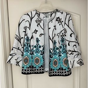 Gorgeous White/Turquoise Open Blazer